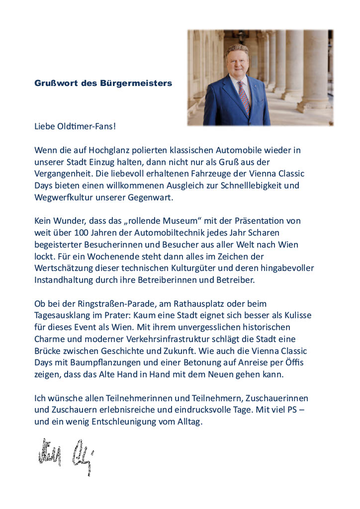 Grußwort des Wiener Bürgermeisters